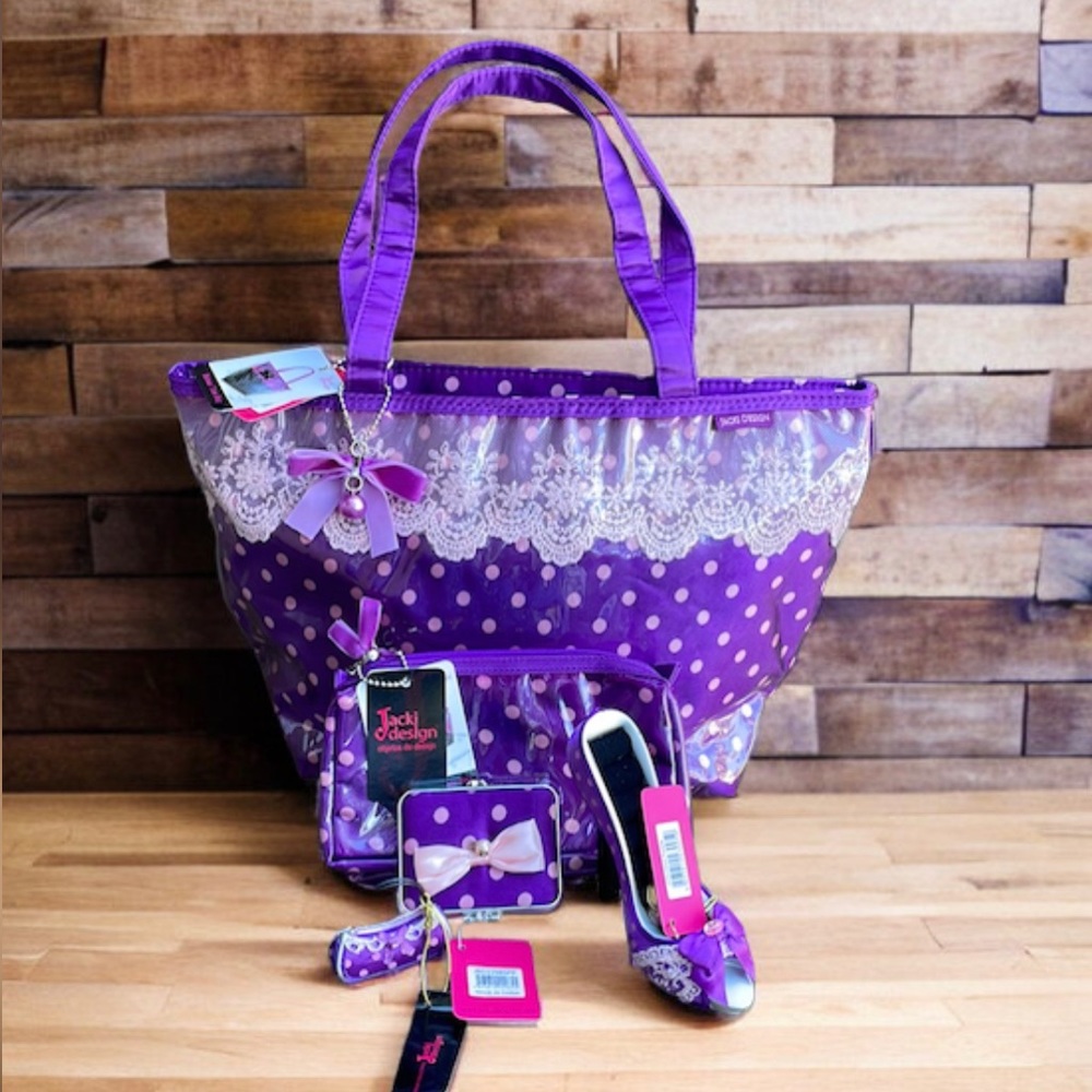NWT Jacki Design Purple Tote Bundle of 5 - Picture 1 of 16